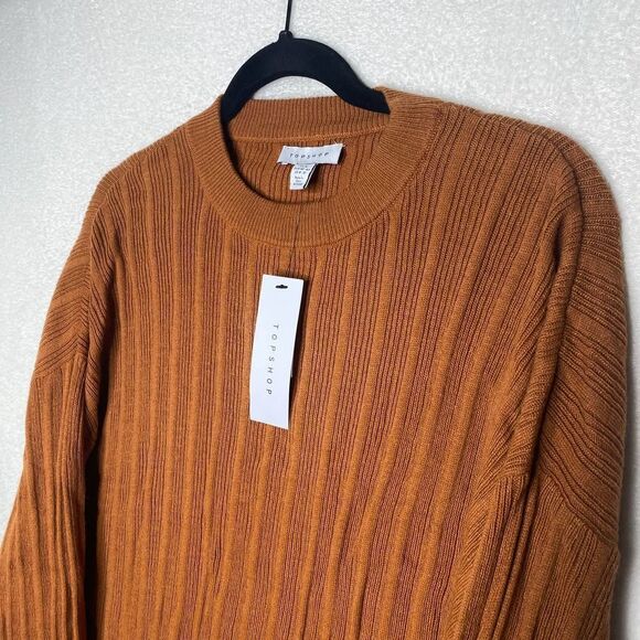 Topshop Drop Armhole Knit Crew Neck Ribbed Long Sleeve Sweater Size 8/10 Medium - Picture 3 of 10